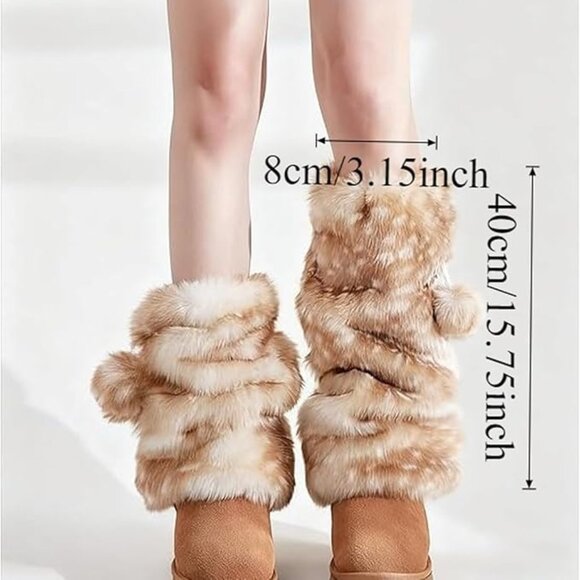 Women's Faux Fur Fuzzy Leg Warmers - Picture 4 of 5